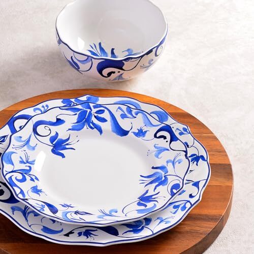 222 Fifth Ayla Collection Dinnerware Set, 12-piece, Blue