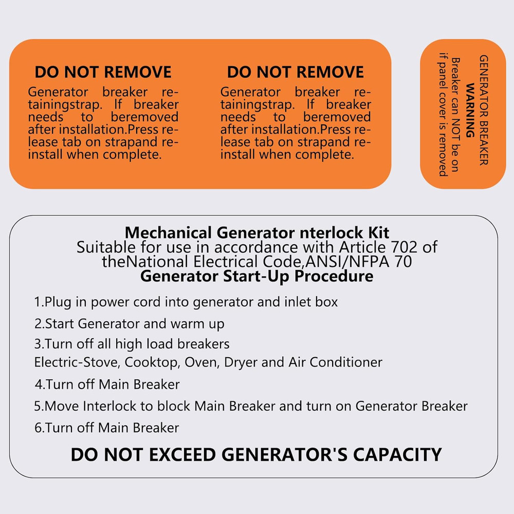 Generator Interlock Kit Compatible with Square D Generator Interlock Kit for Hom