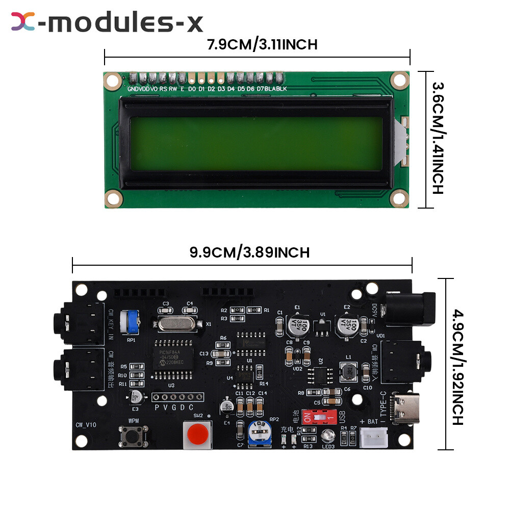 TYPE-C LCD Ham Radio Essential CW Decoder Morse Code Reader Translator Accessory