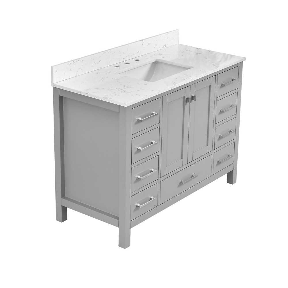 48'' Bathroom Vanity, Freestanding Vanity with Top, Solid Wood Frame Bathroom
