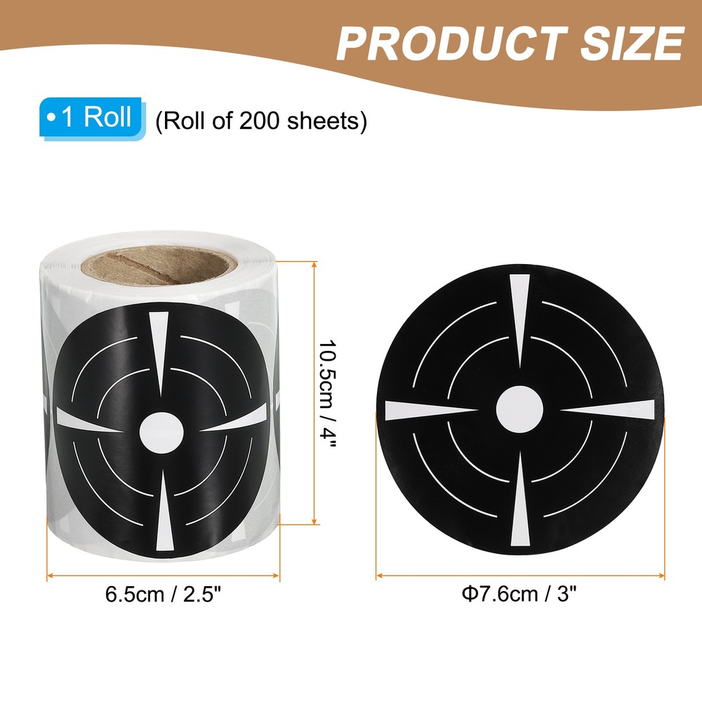 1 Roll Fluorescent Round Splatter Target Stickers 3", Black