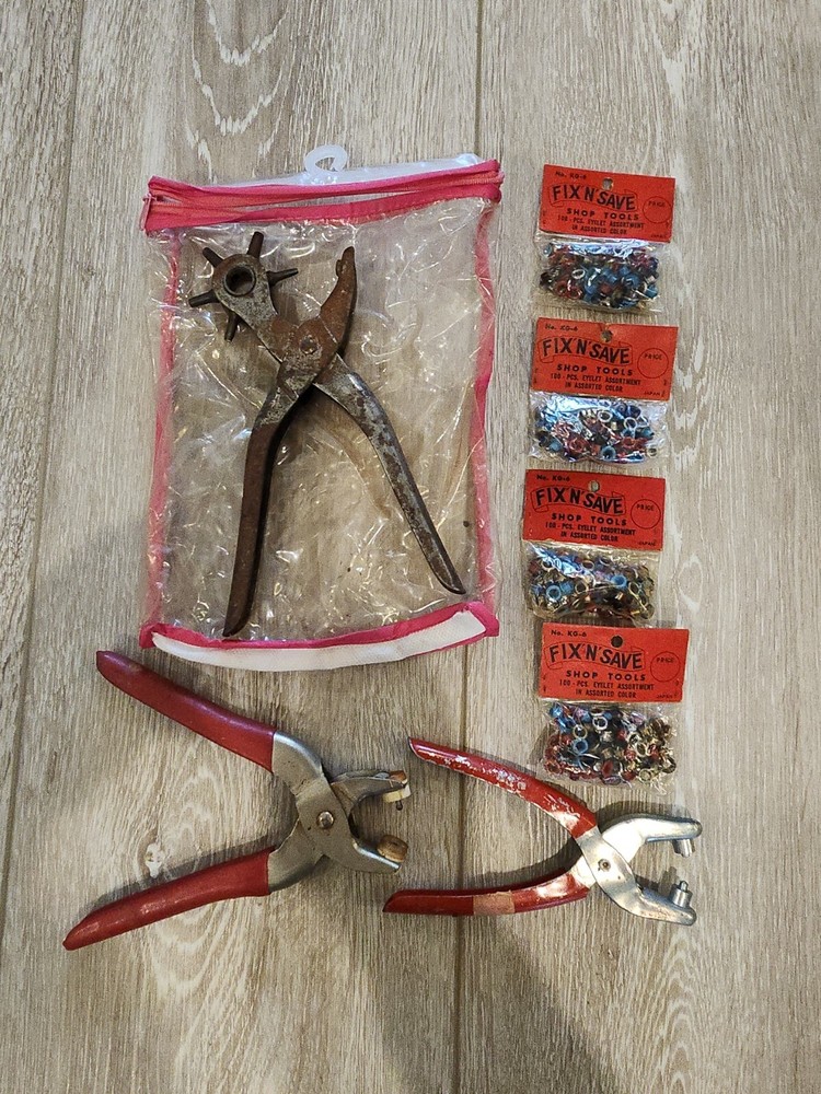 3 - Eyelet Tools For Different Size Eyelets Along With 392 Eyelets 3/16" ID