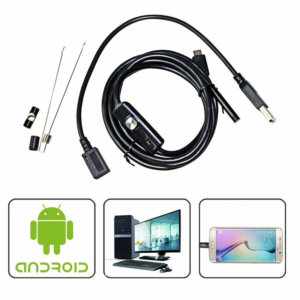 USB Endoscope Borescope 6 LED Waterproof Snake Camera For Mac OS Android Windows