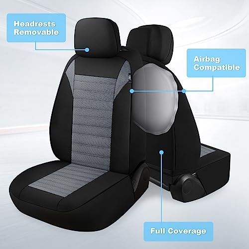 Car Seat Covers Front Set 3D Air Mesh, Breathable Premium Front Pair GREY