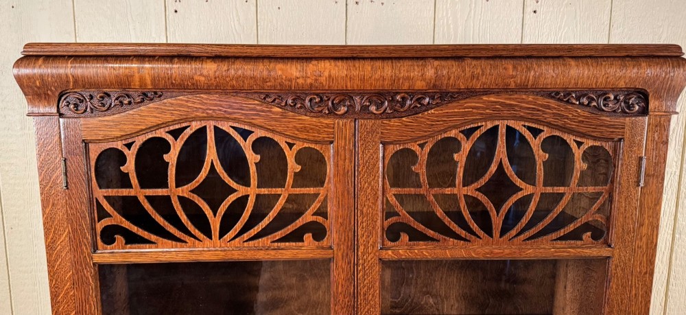 Antique Oak Two-Door Bookcase