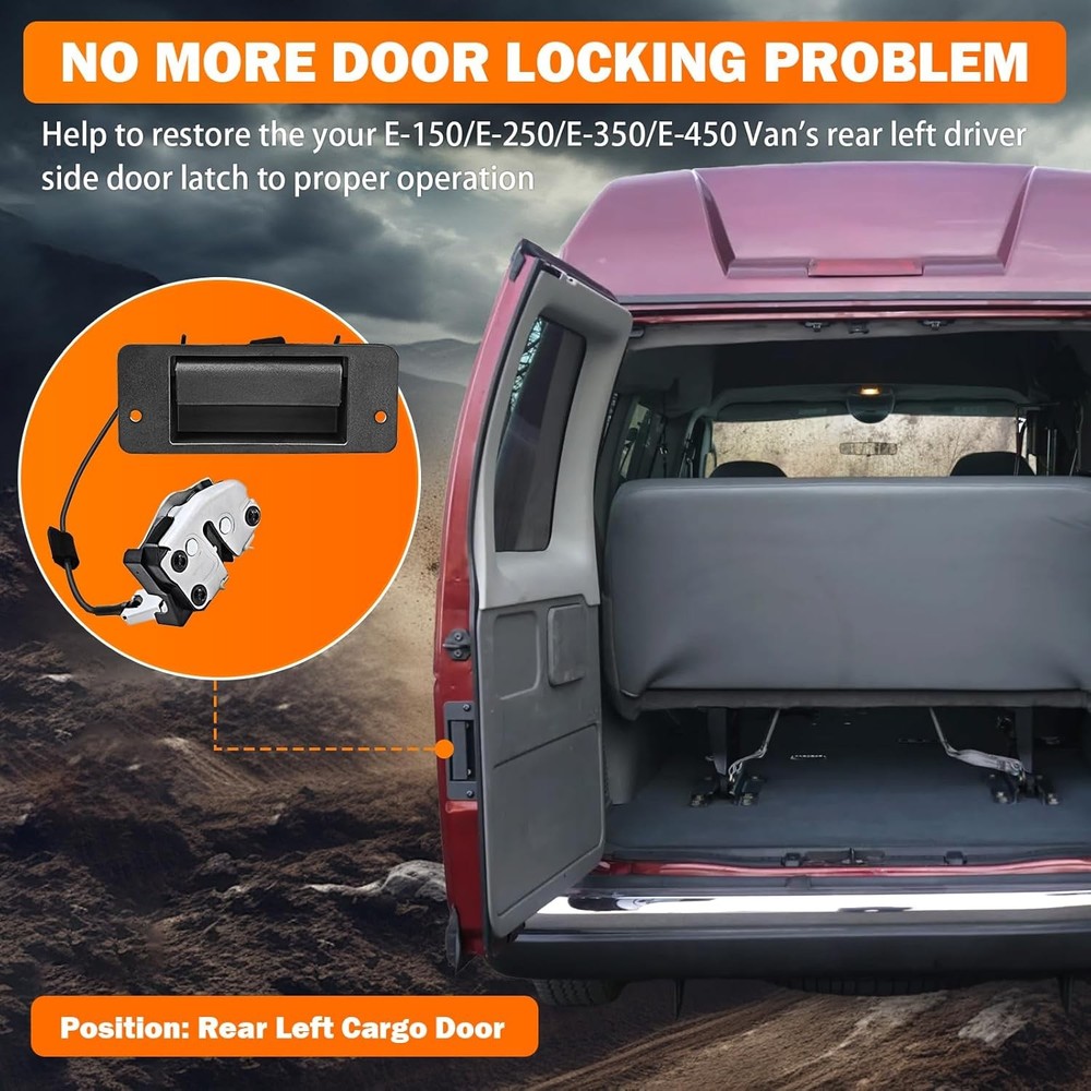 Rear Cargo Door Latch with Handle Left Driver Side for 1992-2019 Ford E150 E250