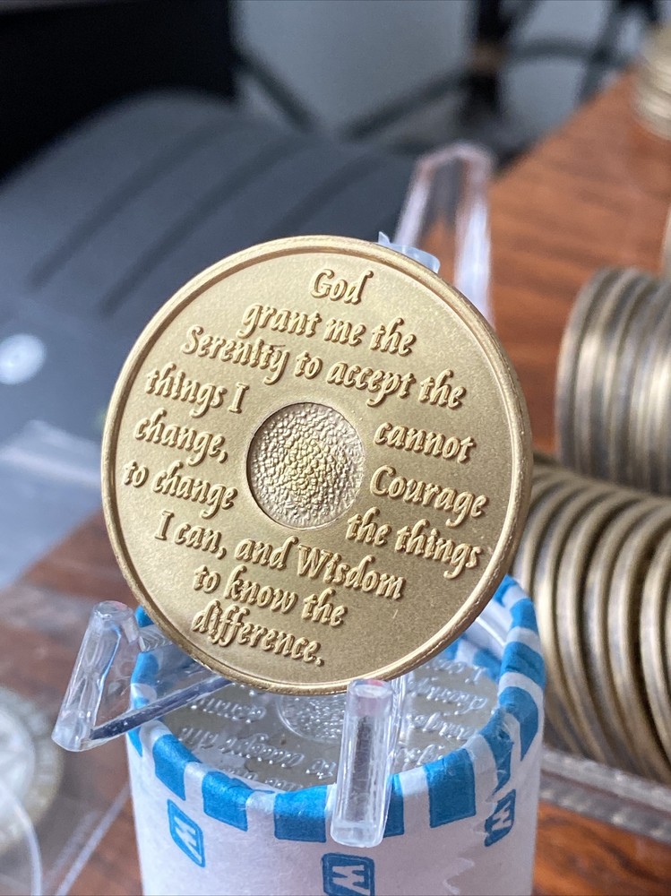 35 Year AA Medallion Blue Gold Plated Sobriety Chip