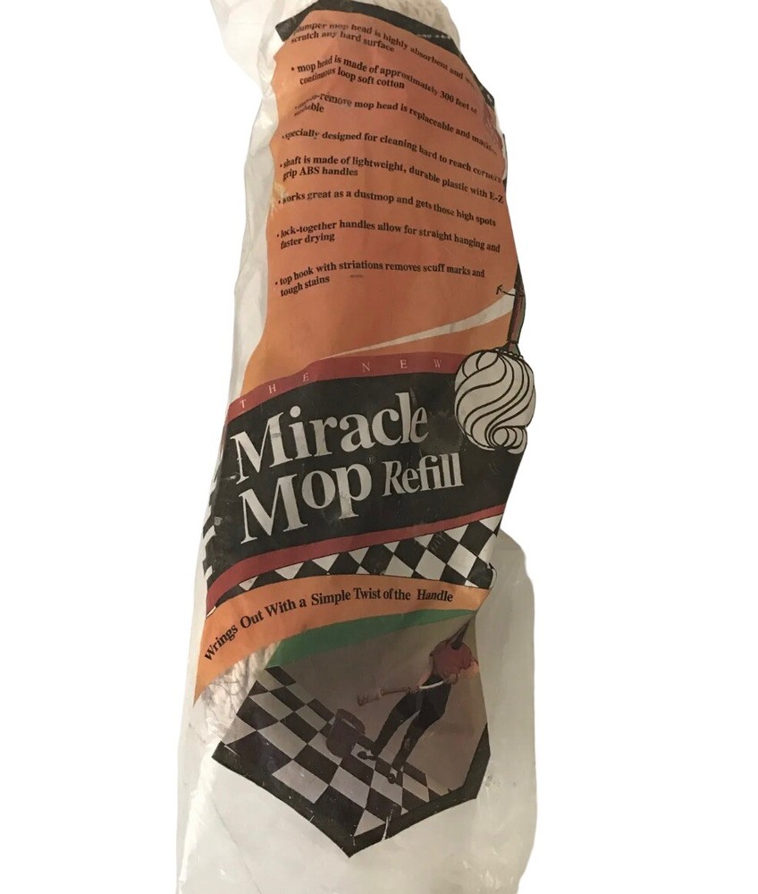 MIRACLE MOP Refill Replacement Mop Head Original Packaging - NEW - Open Package