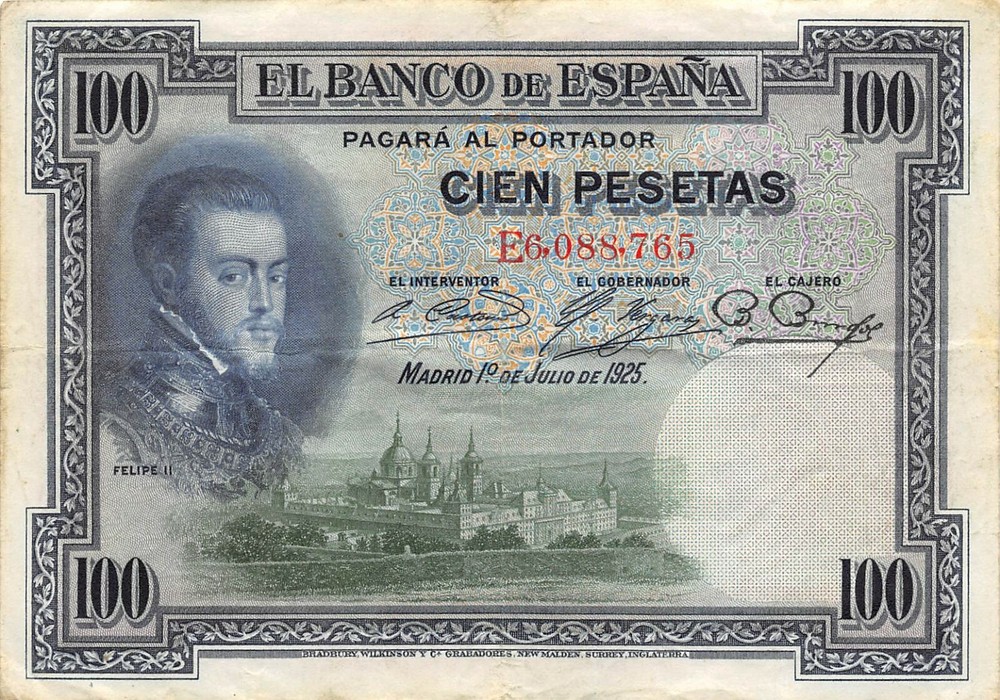 Spain  100  Pesetas  1.7.1925  Series E  Circulated Banknote MeE1