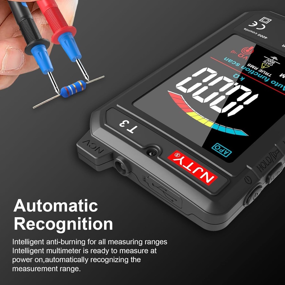Versatile Rechargeable Multimeter - 4000 Counts, AC/DC Voltage & Resistance