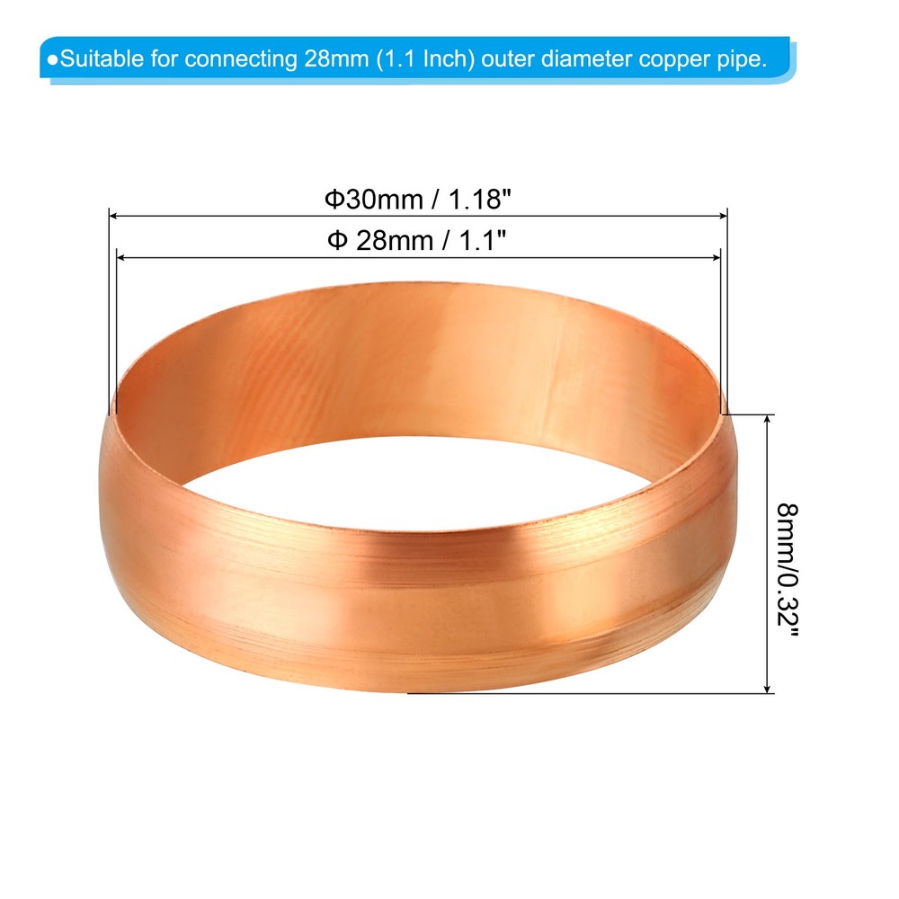 5pcs 28mm Compression Sleeves Ferrules Copper Ferrule Compression Fitting