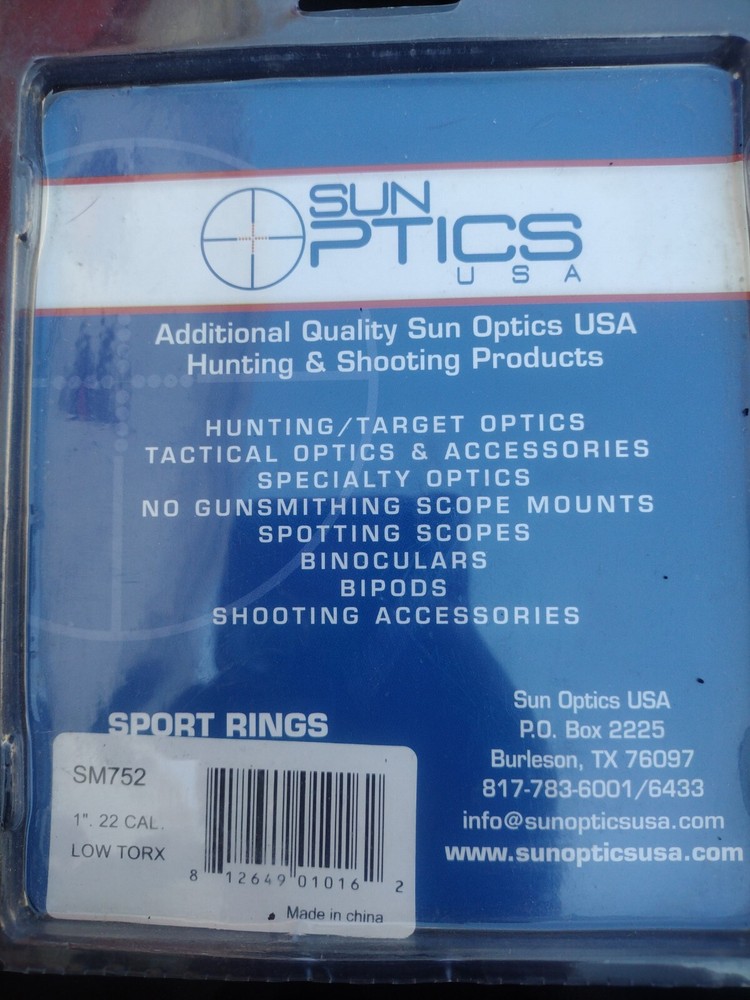 SUN OPTICS RINGS 1 LOW 22CAL BLACK