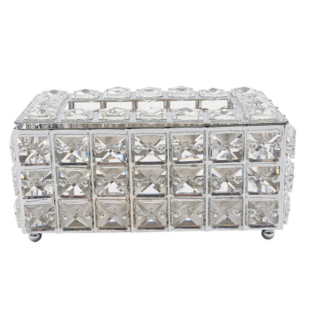 Crystal Tissue Box Rhinestone Rectangular Napkin Case Paper Tissue Holder Box
