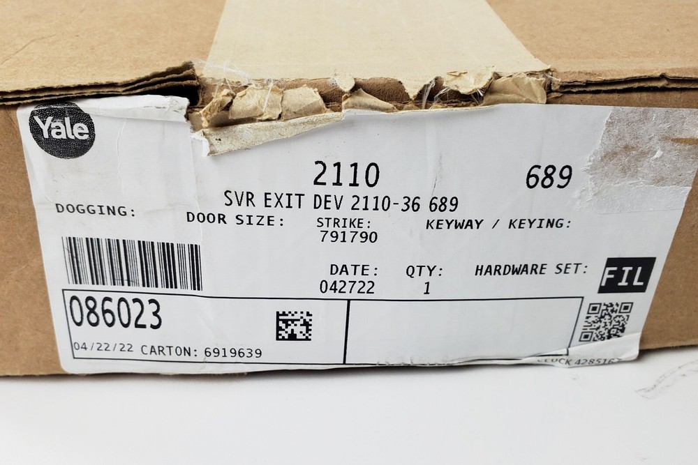 Yale 2110-36 689 SVR Exit Device Aluminum Painted 36", New!