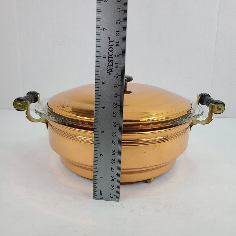 Vintage MCM Pyrex Coppercraft Guild Buffet Serving Dish Pyrex Glass Bowl 1.5 Qt