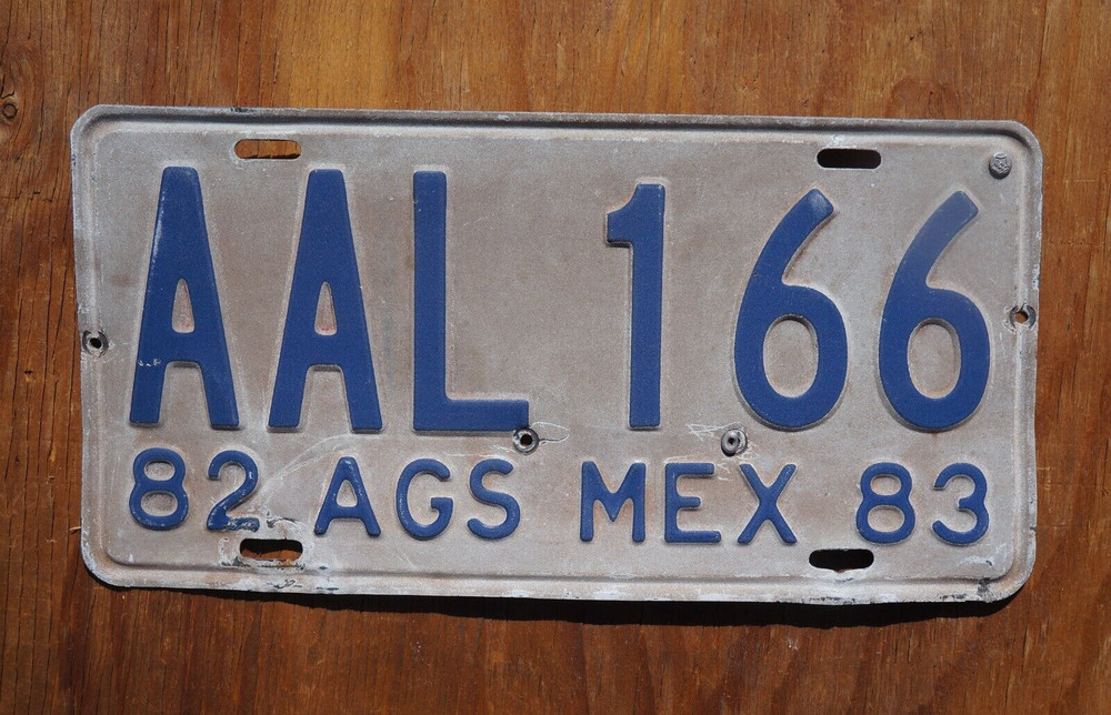 1982 1983 Aguascalientes MEXICO License Plate