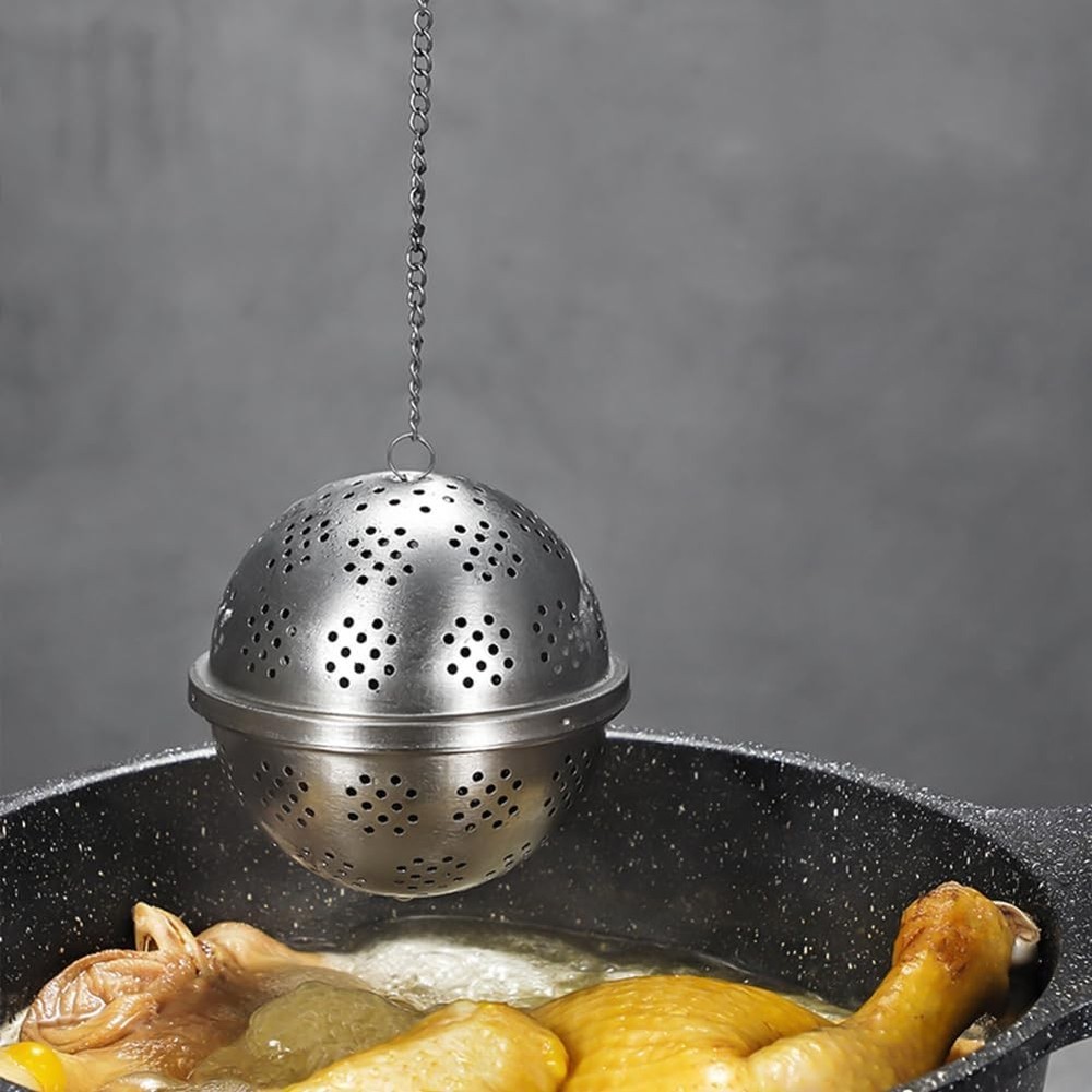 Extra Large Stainless Steel Spice & Tea Infuser Ball with Chain Hook