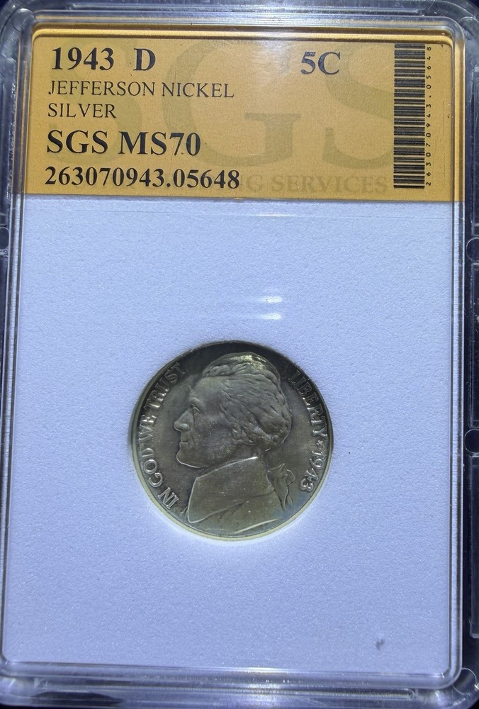 1943 D Jefferson Silver Uncirculated War Nickel