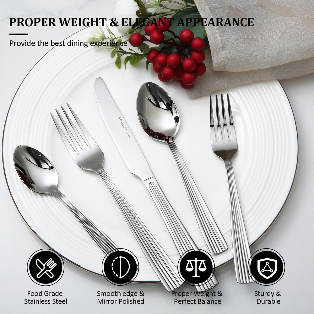 20/40pc Silverware Set Premium Stainless Steel Flatware Cutlery Kitchen Utensil