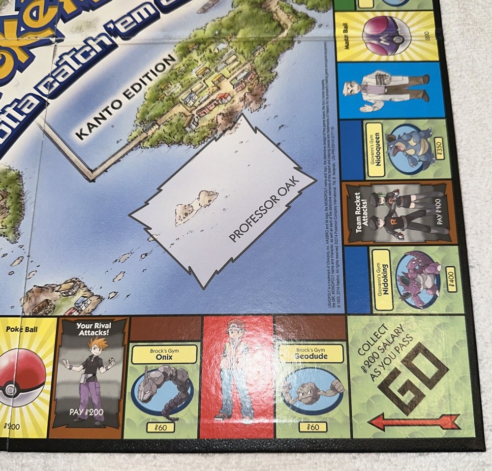 2014 Pokémon Monopoly Replacement Piece Game Board Only