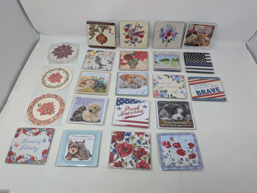 70+ Cardboard Coasters Assorted Designs (Individual Designs Pictured)