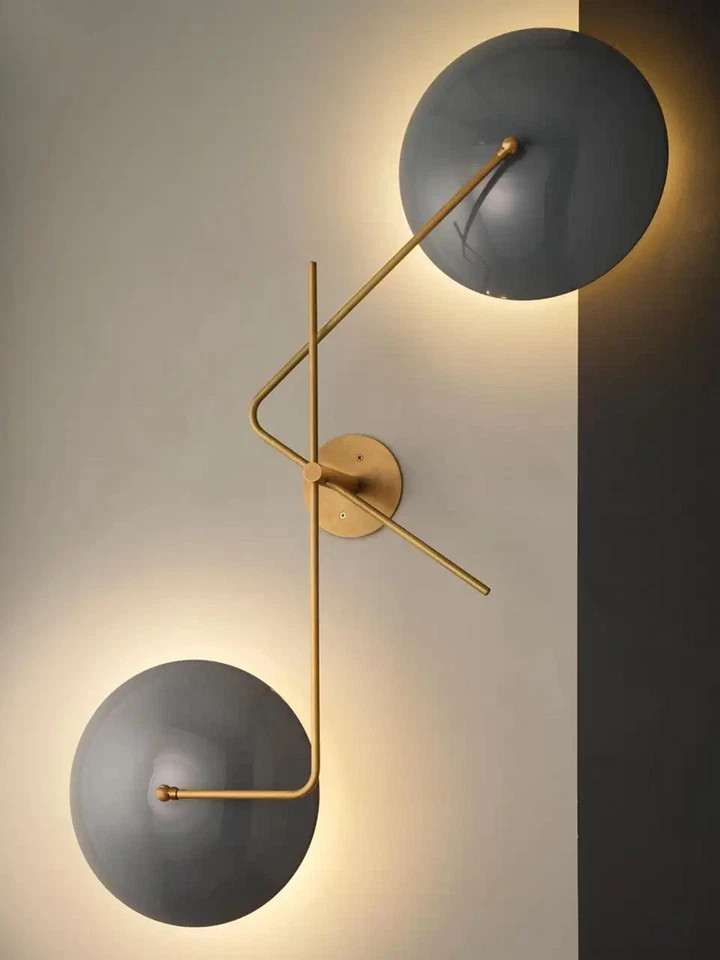 Modern Articulating Wall Sconce | Mid-Century wall light Grey Disk Design