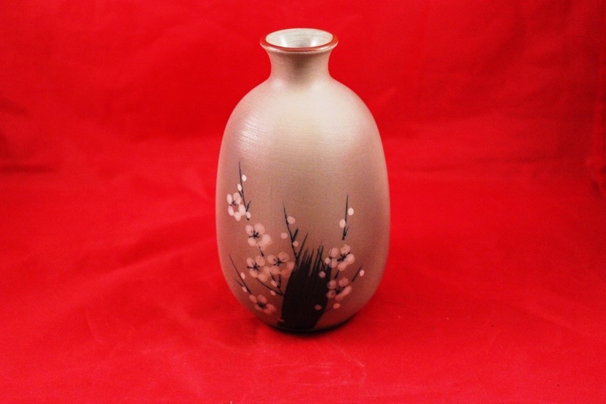 Unique 5" Ceramic Bud Vase Brushed Exterior Floral Decor Signed
