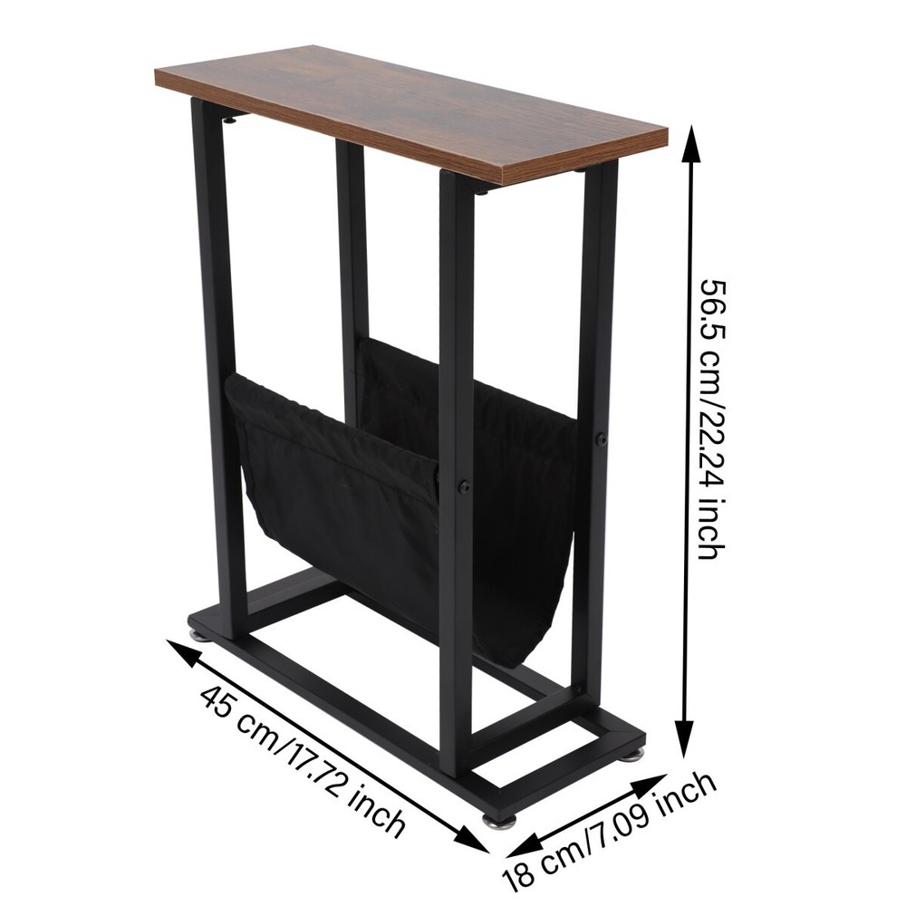 Side Table w/Magazine Holder Narrow End Table Accent Table for Small Space Brown