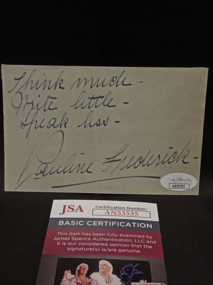 PAULINE FREDERICK Signed Cut JSA Inscribed -1