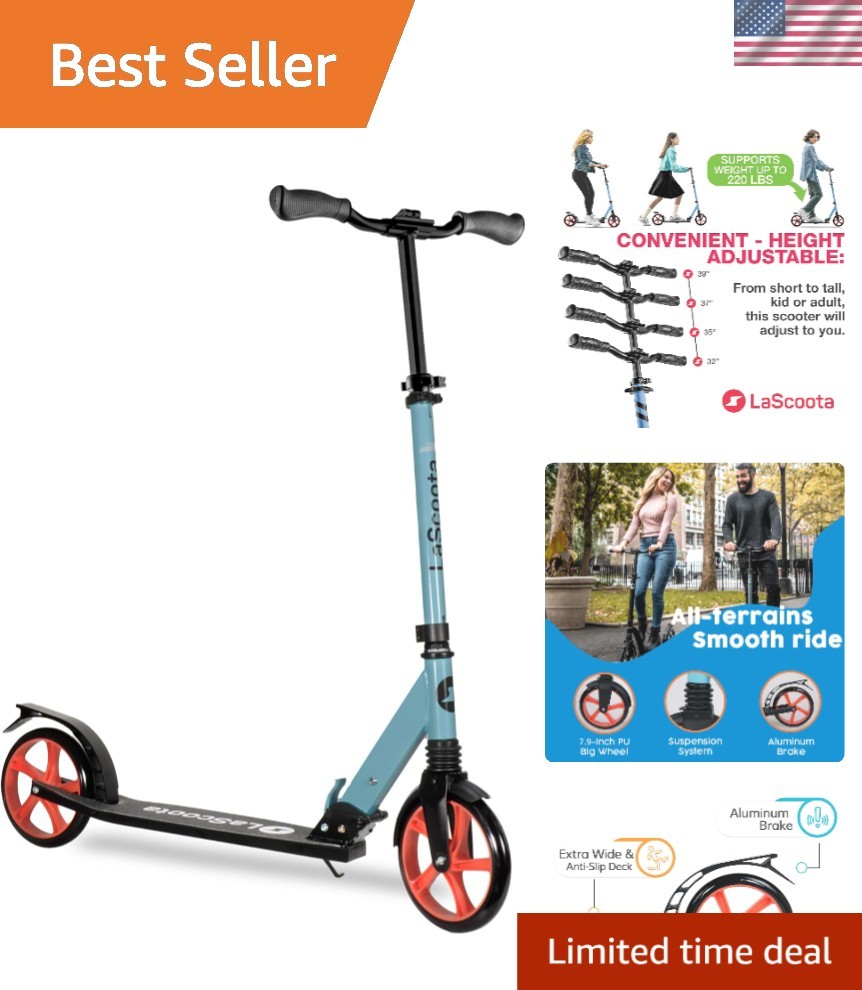 Fusion Blue Adjustable Kick Scooter - Lightweight, Foldable & Ergonomic Design