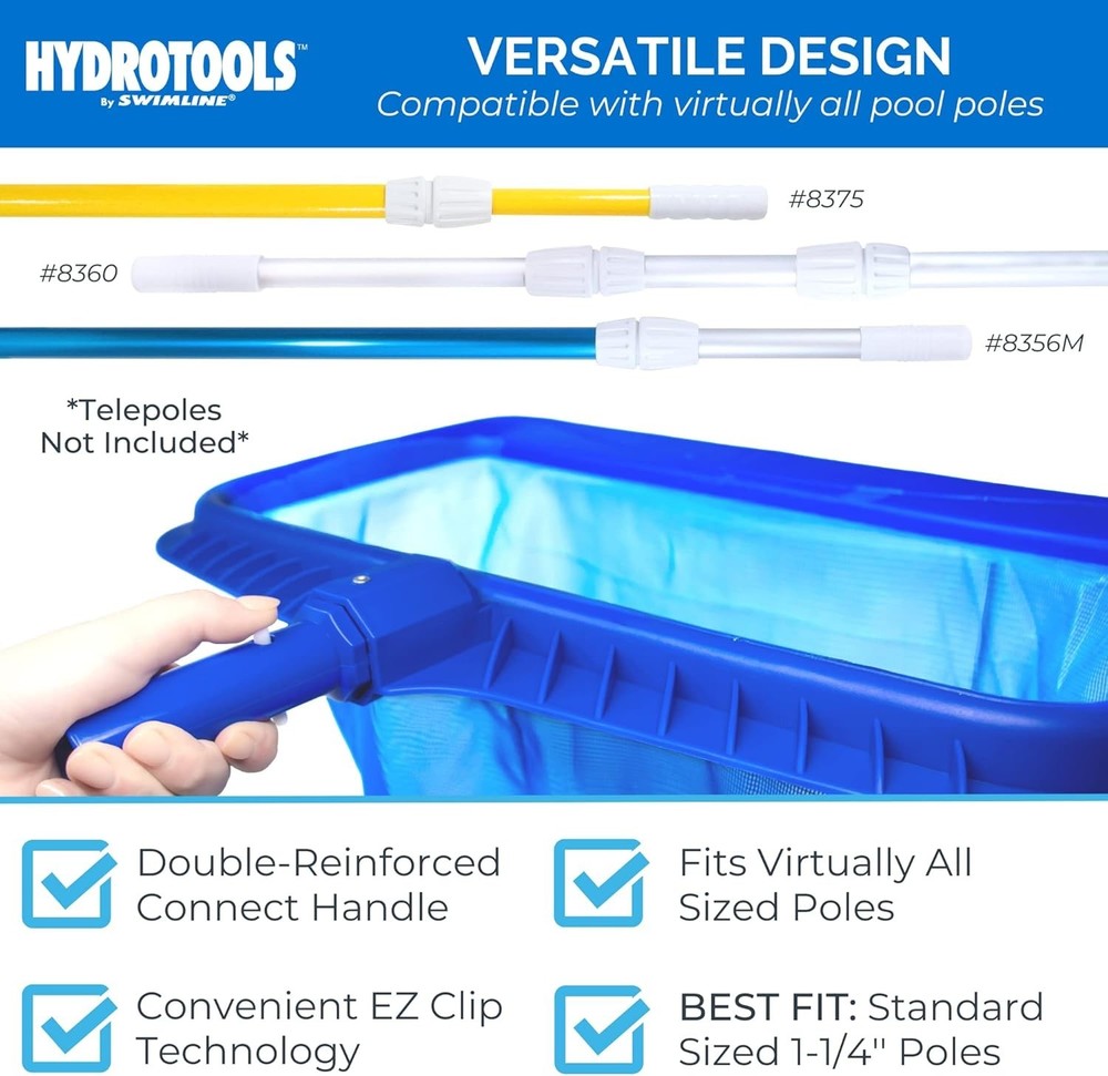 Hydrotools Leaf Rake Extra Large Deep Mesh Pool & Pond Skimmer Net