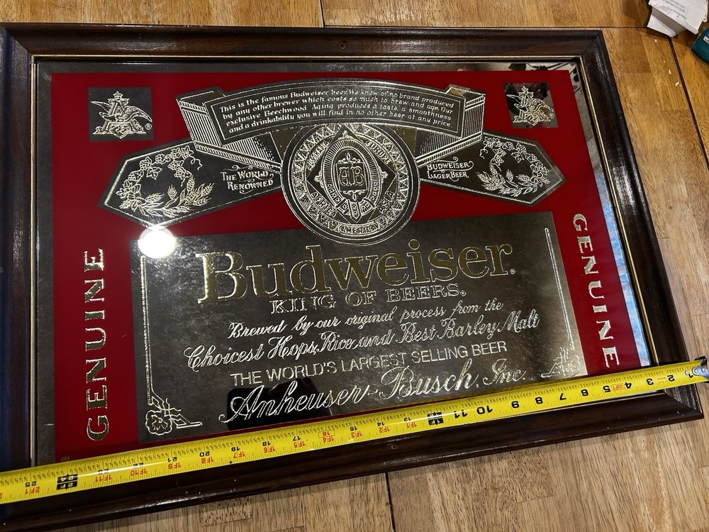 anheuser busch framed mirror 1988