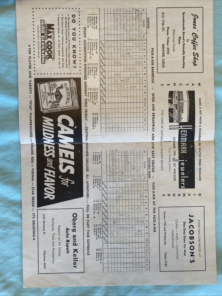 Denver Bears 1949 Program Scored