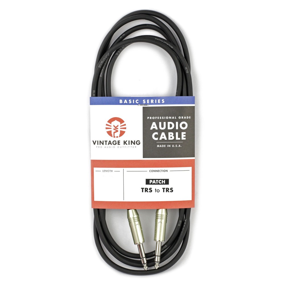 Vintage King Basic Studio Patch Cable TRS - TRS - 10'