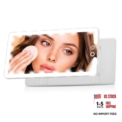 Car Visor Vanity Mirror with Light, Rechargeable Dimmable Touch LED 1pcs) White