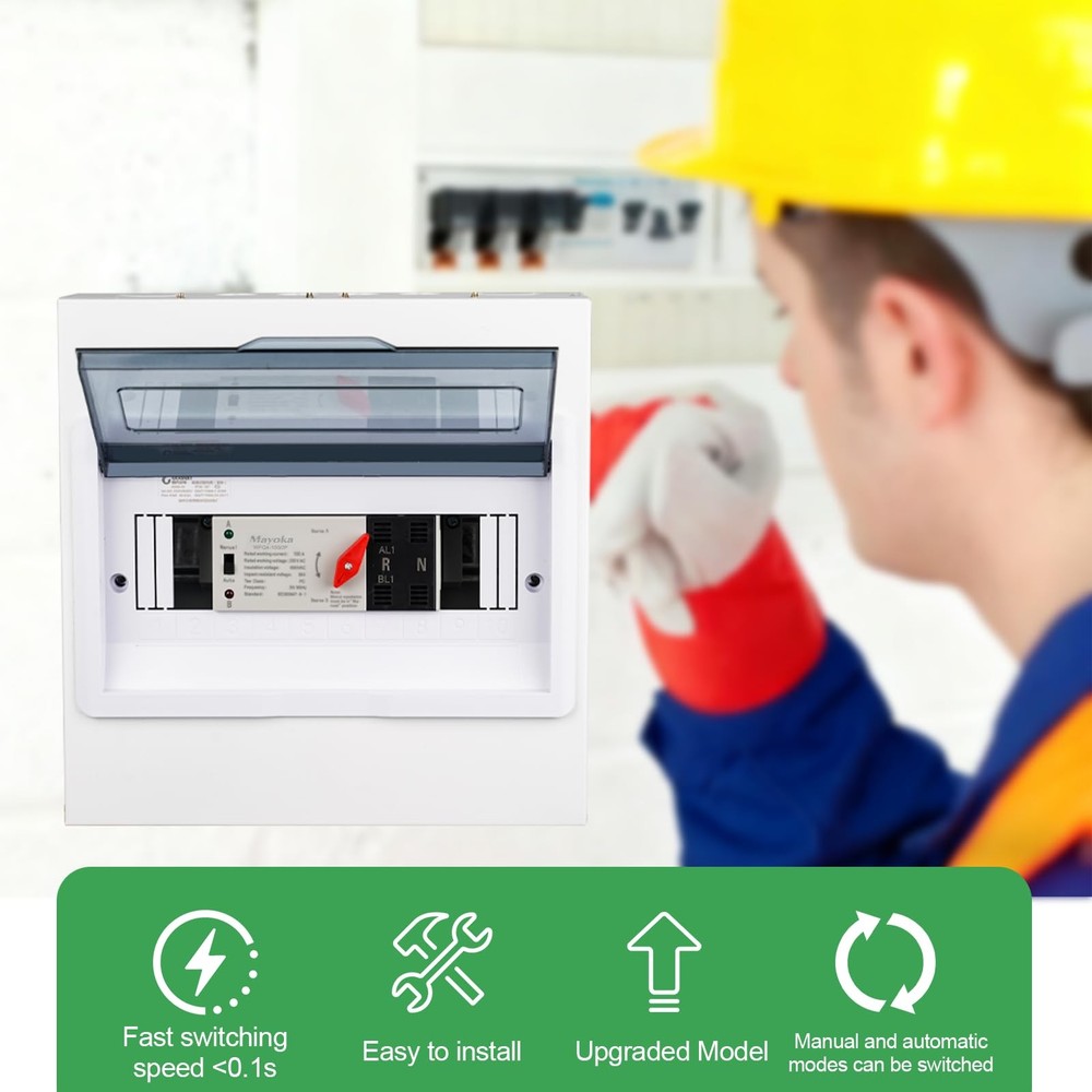 100A Automatic Transfer Switch for Home Generator - AC 220V 2 Pole ATS with...