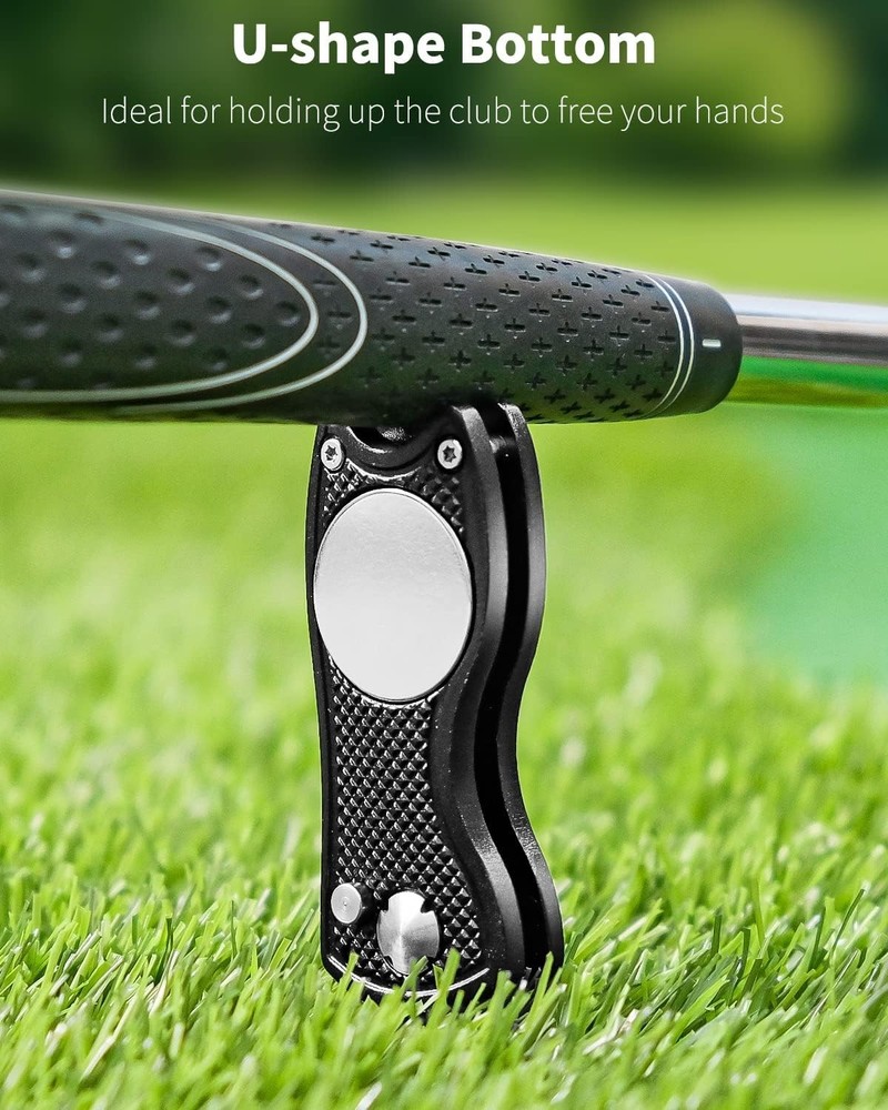 Golfers' Essential: Foldable Divot Repair Tool with Magnetic Marker, Multi-Pack