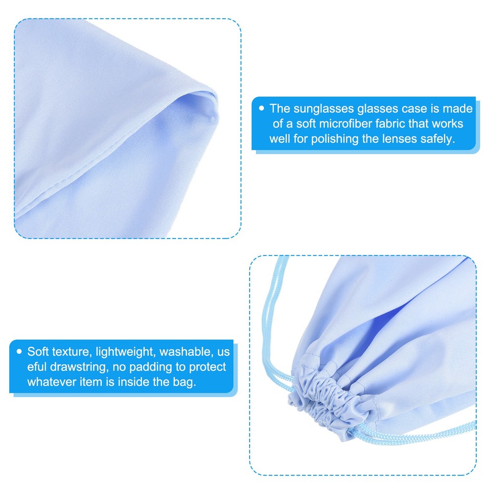 Ski Goggle Bag, 4 Pack Microfiber Snow Goggles Case Drawstring Pouch Pale Blue