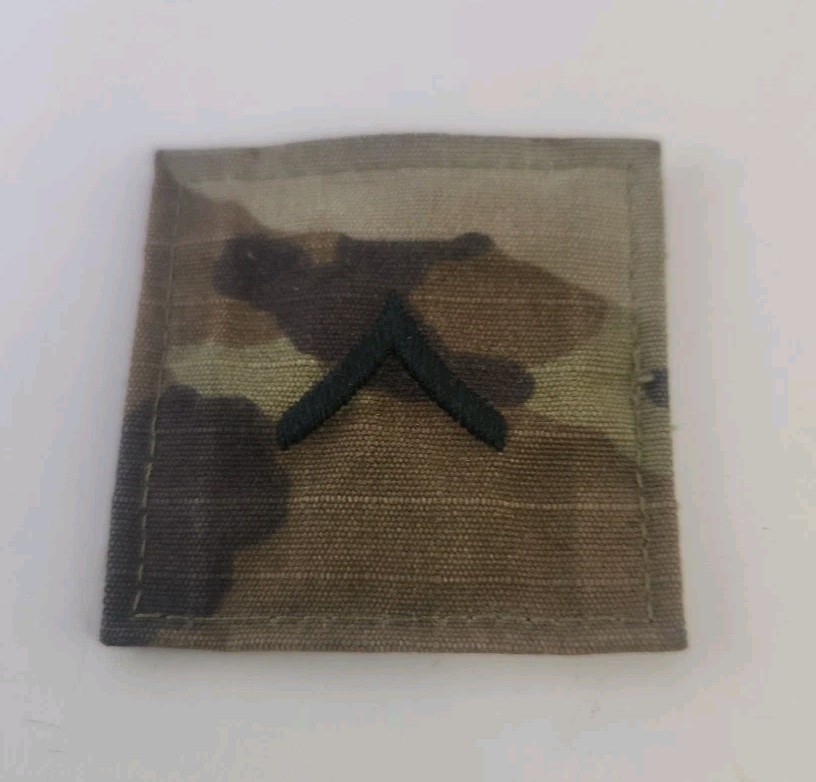 US Army Multicam Private PV2/ E2 OCP Camo Uniform Rank Tab Patch Hook & Loop