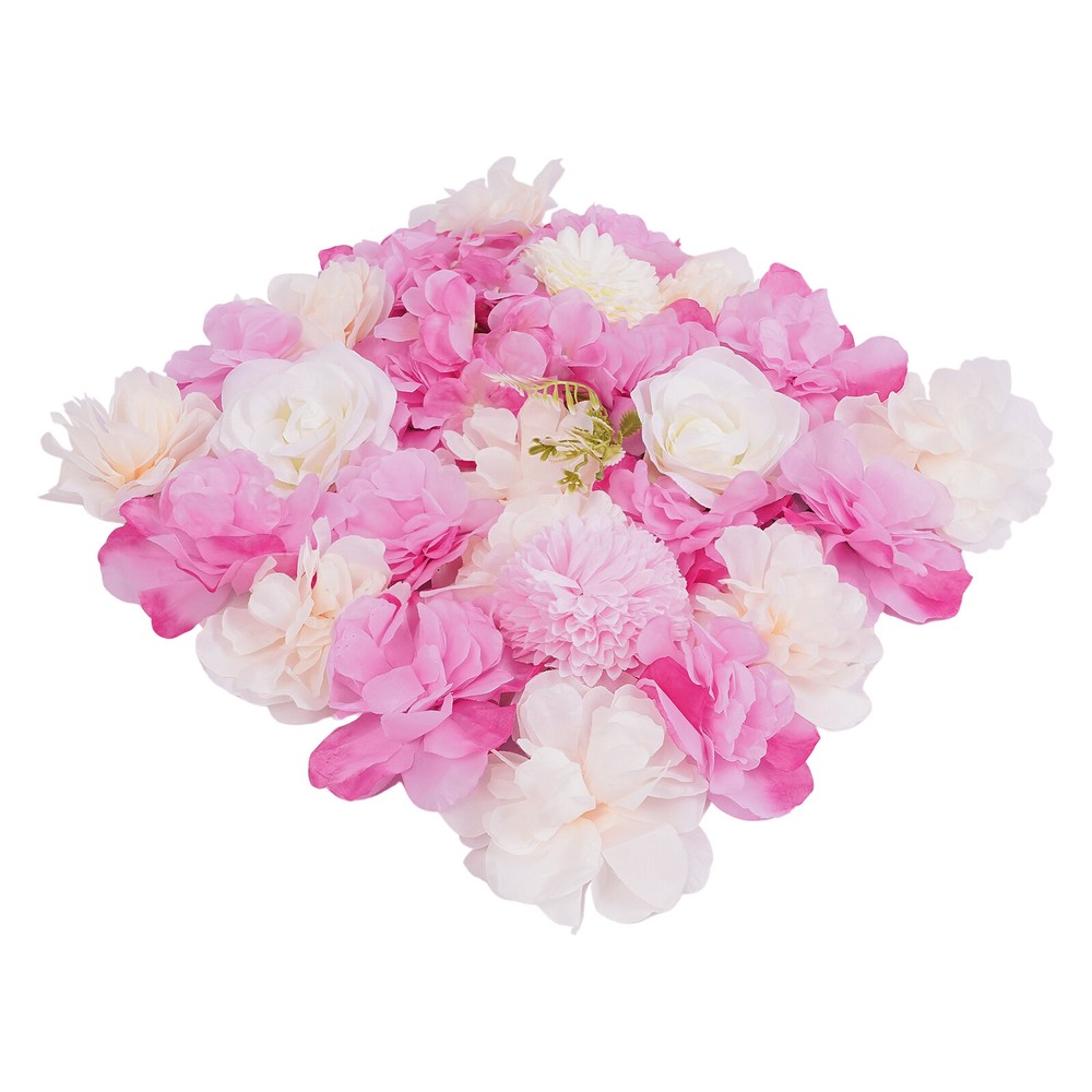 12PCS 15*15in Artificial 3D Flower Wall Panel Wedding Backdrop Wall Decor Pink