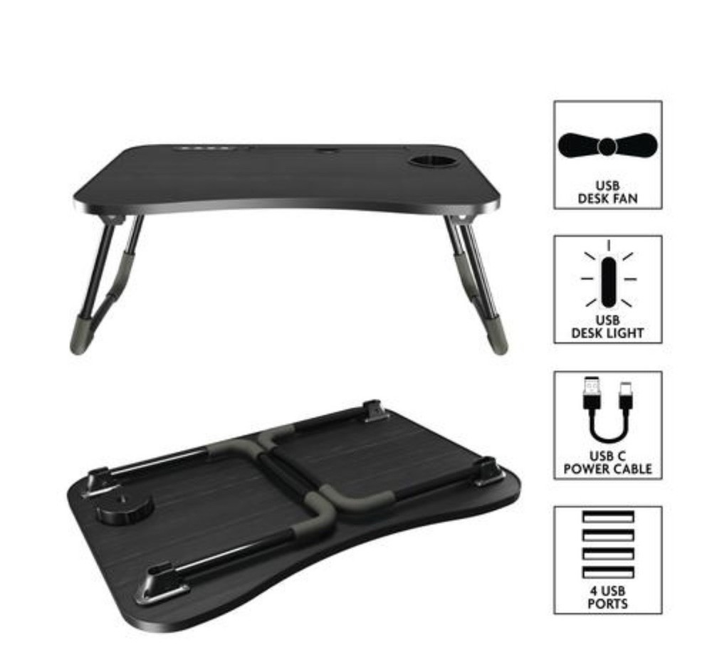 Foldable Lap Desk With USB Charger And Fan