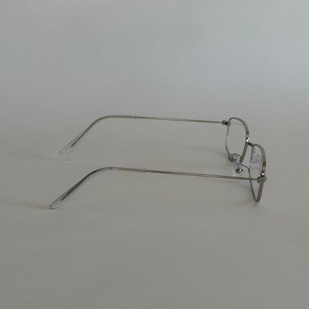 Y2K Silver Clear Rectangular Eyeglasses – Vintage Style, Unisex, UVA UVB, New