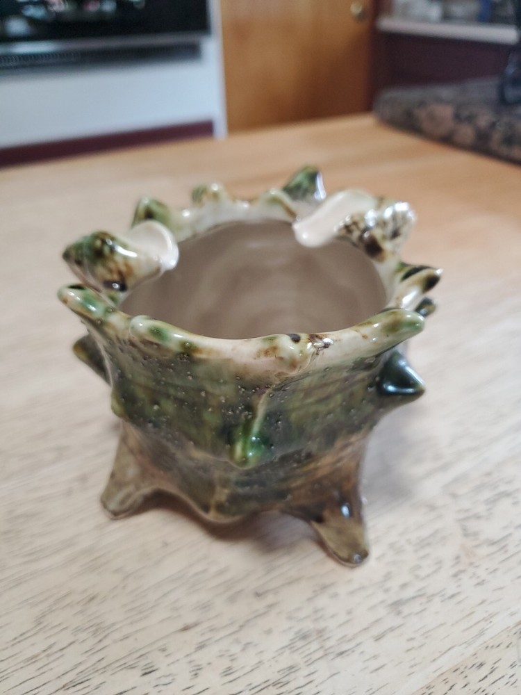 Vtg Ceramic Conch Shell Shaped Planter/Ashtray 5×4×3" Japan