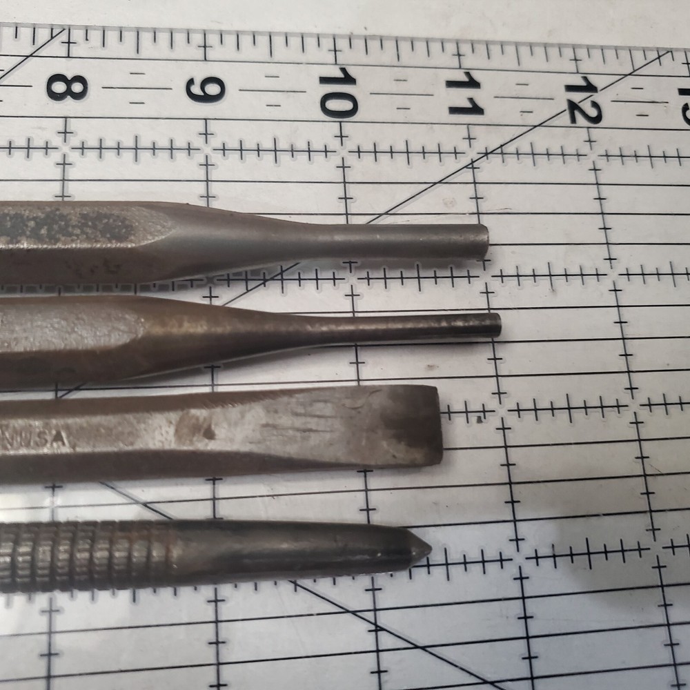 Vintage Mayhew Chisel and Punch Set Knurled USA Tools