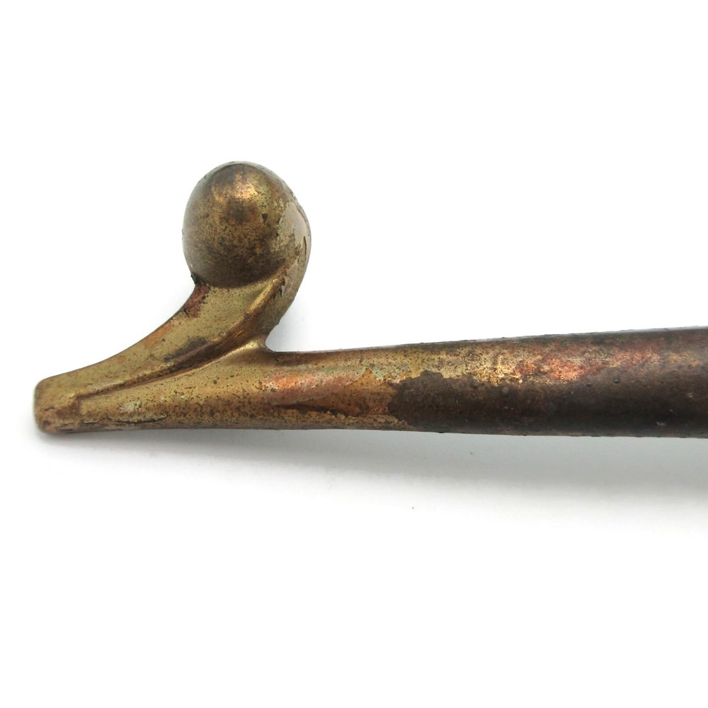 Vintage Drawer Pull 4" centers Atomic Handle MCM Aged Brass Tone LM13