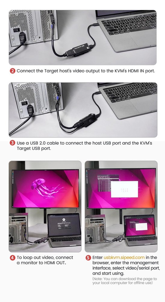 Sipeed NanoKVM-USB Operations Maintenance Server Tool Kit, Multi-Device Colla...