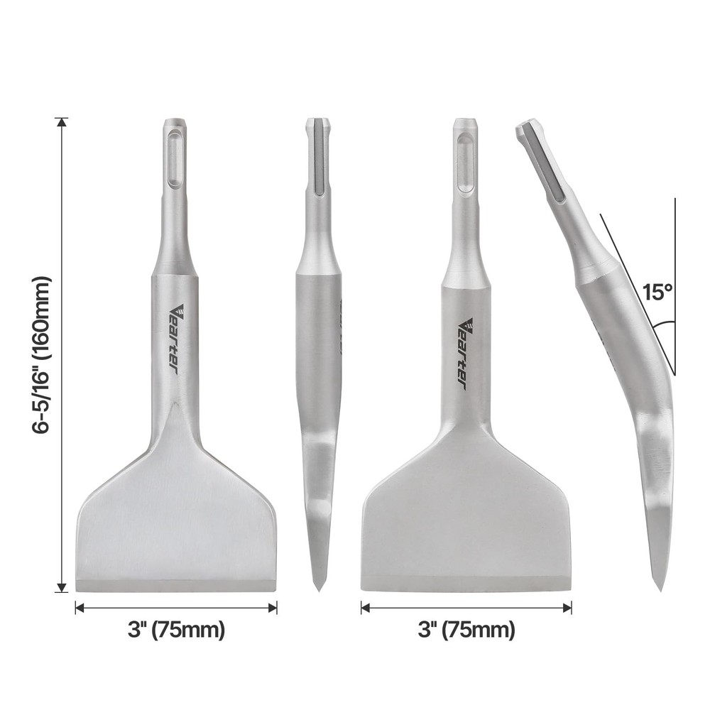 SDS Plus Chisel Bit, 3 Inches 15° Cranked Angled Wide Bent Chisel for Hamme