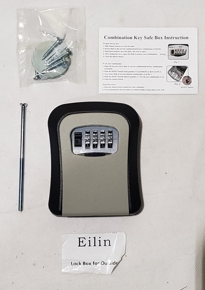 4 Digit Combination Key Lock Box Wall Mount Safe Security Storage Case Eilin