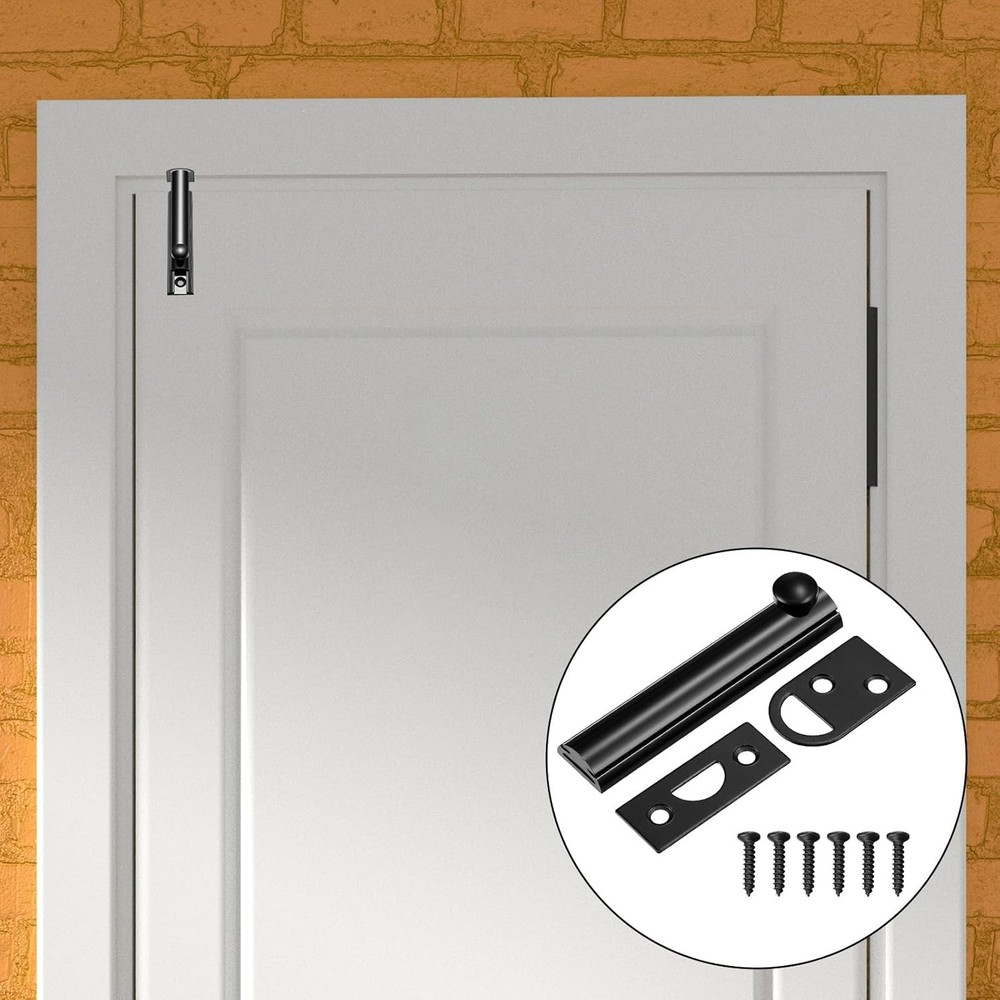 Slide Bolt Latch 3 Inch Locks for Inside Door Solid Brass Surface Black