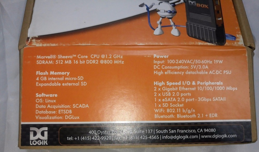 DGBOX - DGLOGIK MODEL 003-DS2001 Data Acquisition Data Storage and Visualization